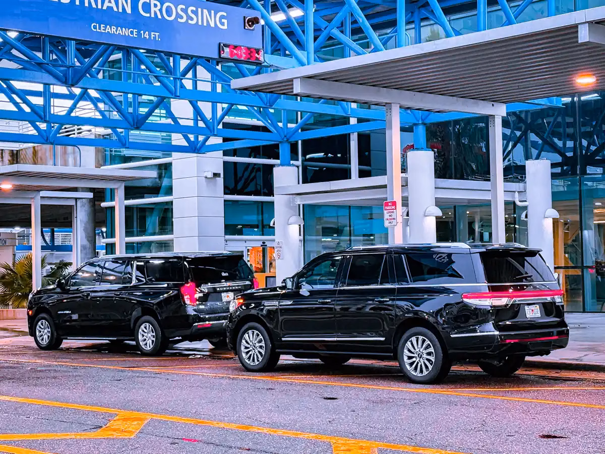 Unique Corporate Limos vehicle at a Jacksonville airport meet-and-greet pickup